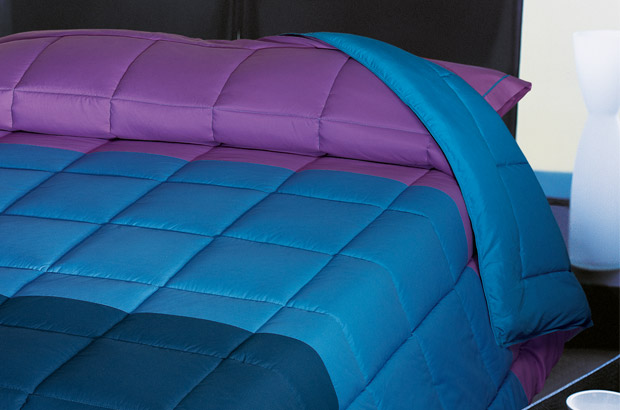 Trapunta tre colori: blu, azzurro e viola